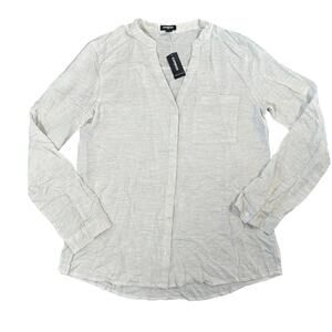 Express Women's Solid Band Collar Rayon Shirt Size S